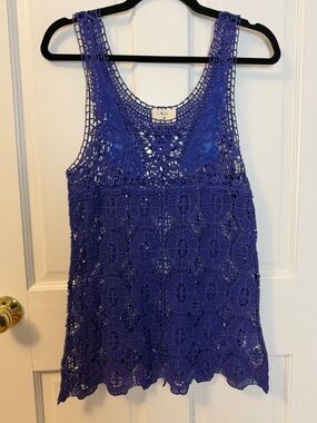 Pins & Needles Urban Outfitters Boho 100% Cotton Purple Crochet Top, Size M